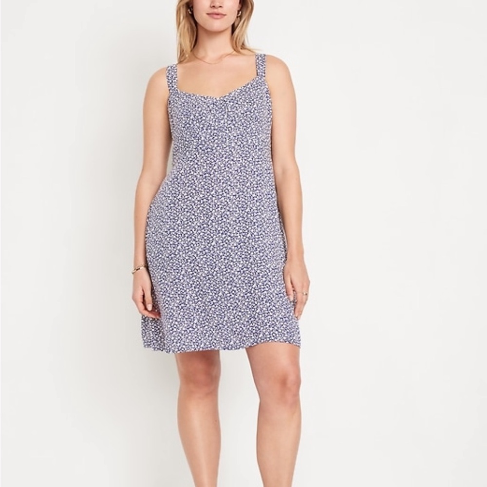 Old Navy Blue Floral Crepe Mini Dress